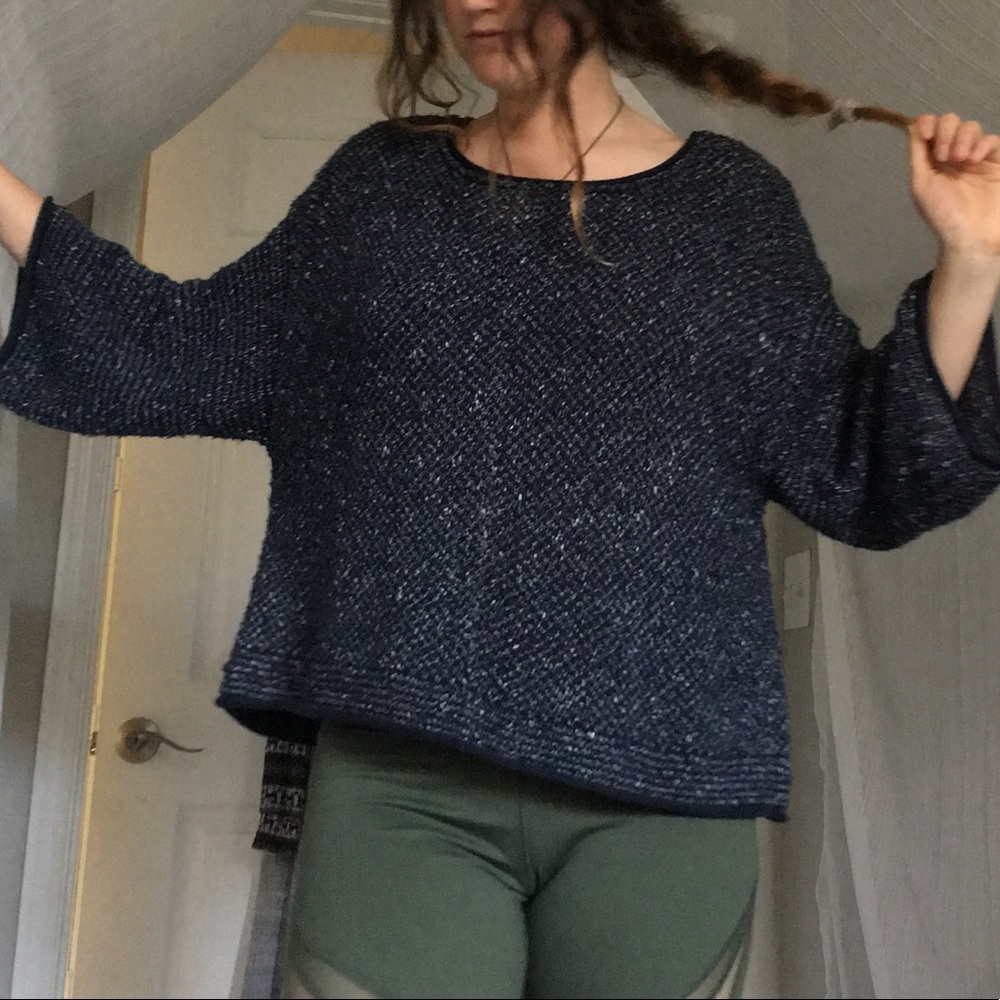 Blue Slouchy Free People Sweater